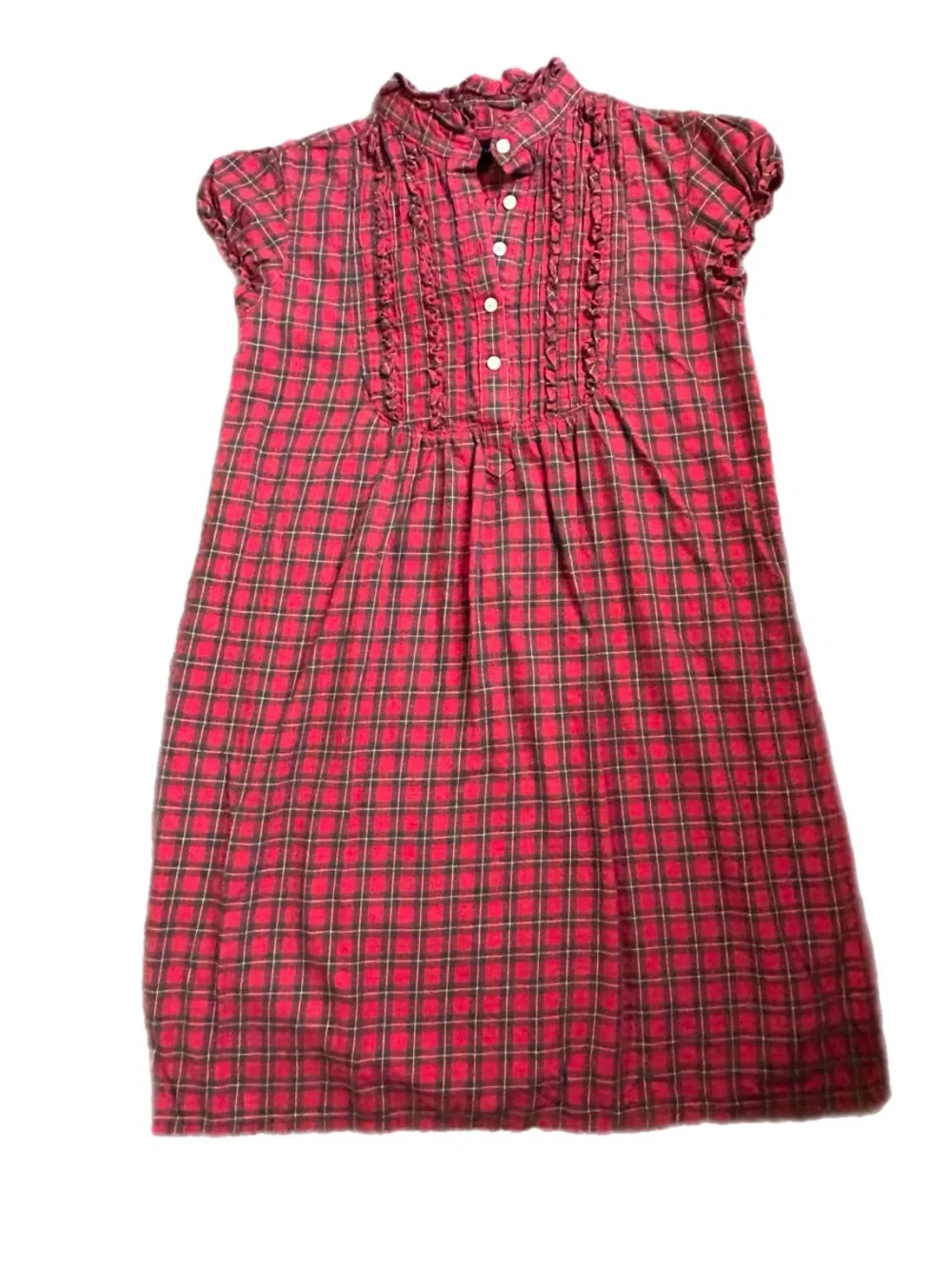 Vintage Ralph Lauren Girl’s Tartan Plaid Dress Ruffle Trim Cottagecore Farm Sz M